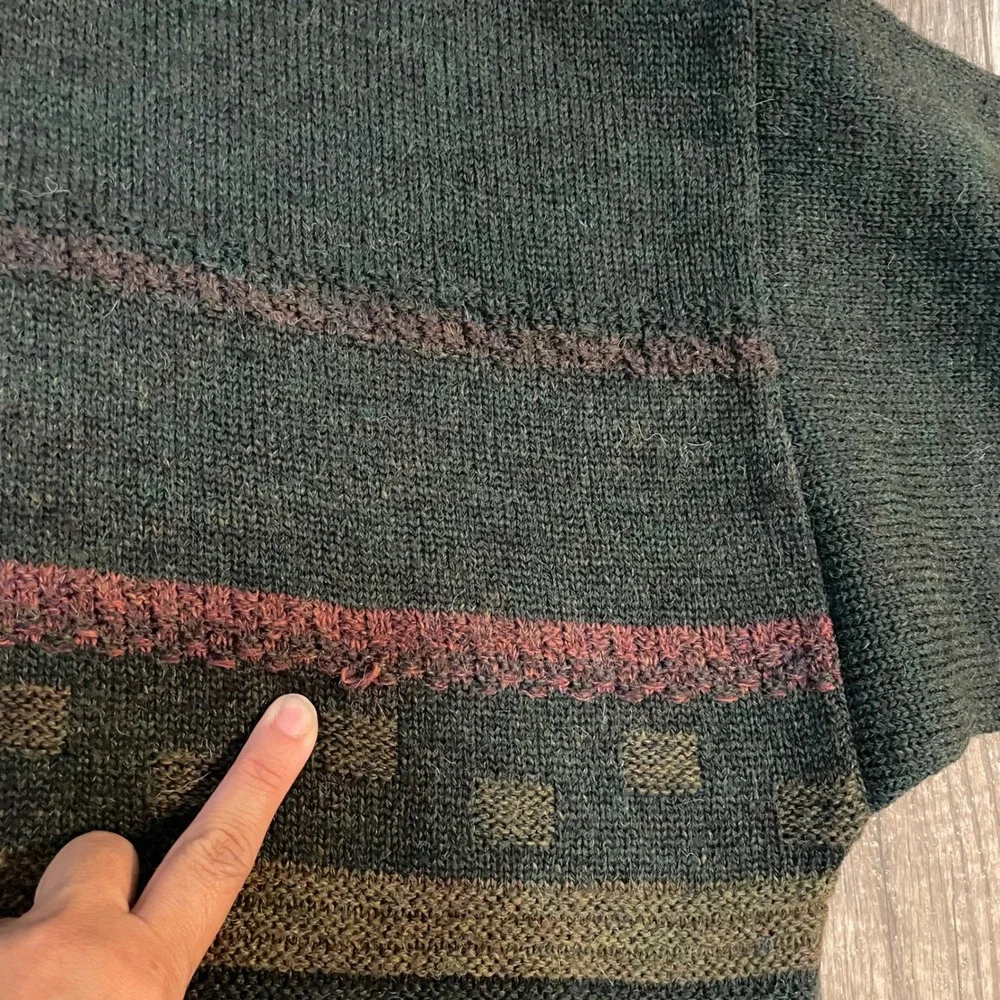 St Bernard Men Lg Green‎ Geometric Fair Isle Acrylic Wool Alapaca Sweater Knit